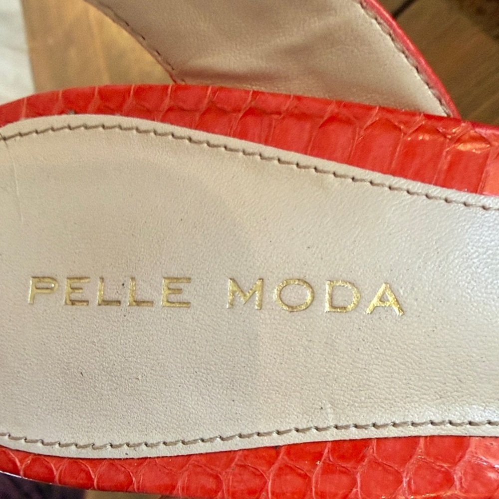 Pelle Moda Red/Orange Cork Platform Heels - Picture 2 of 5